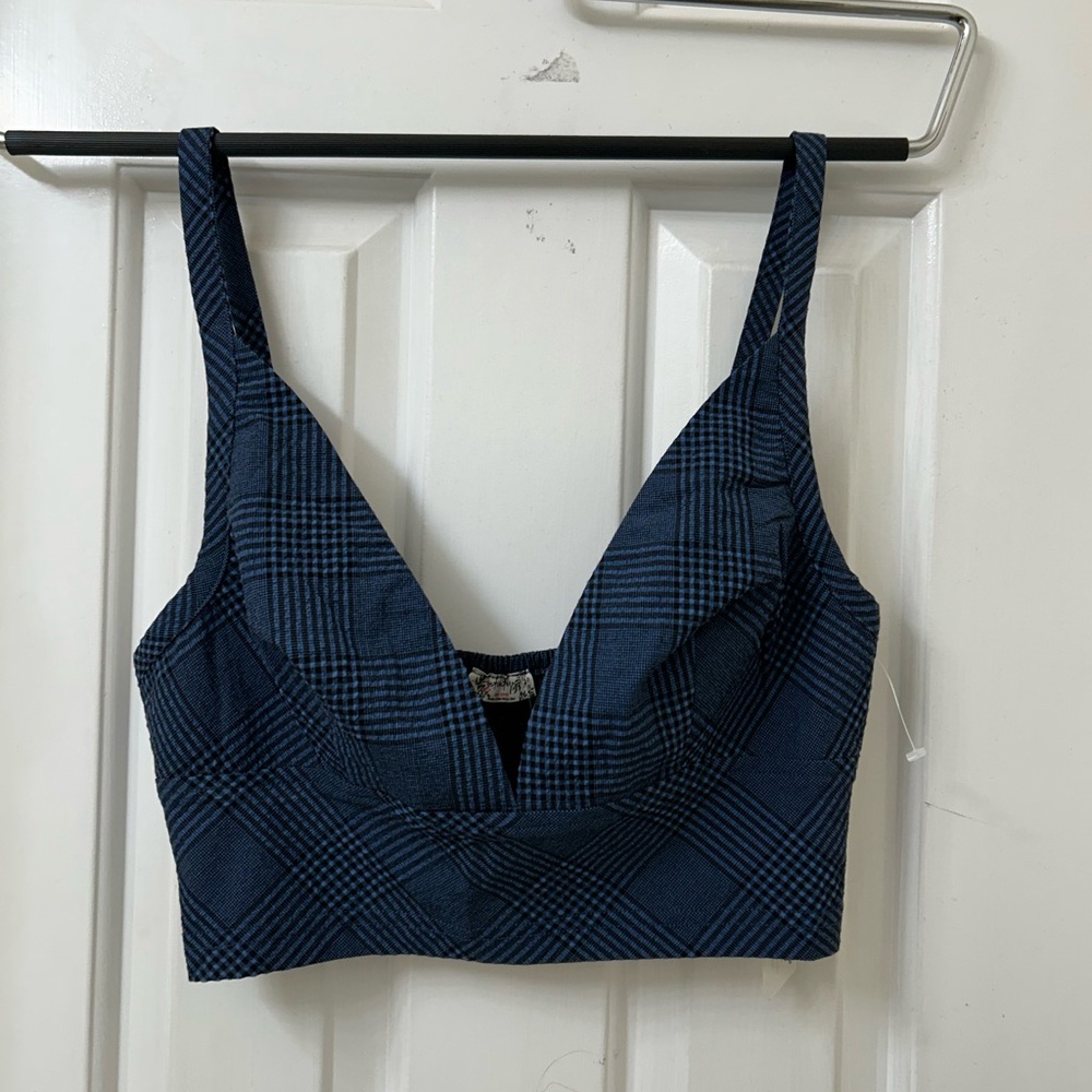 NEW Free People Intimately Crop Cami Adjustable Spaghetti Strap Blue Size S